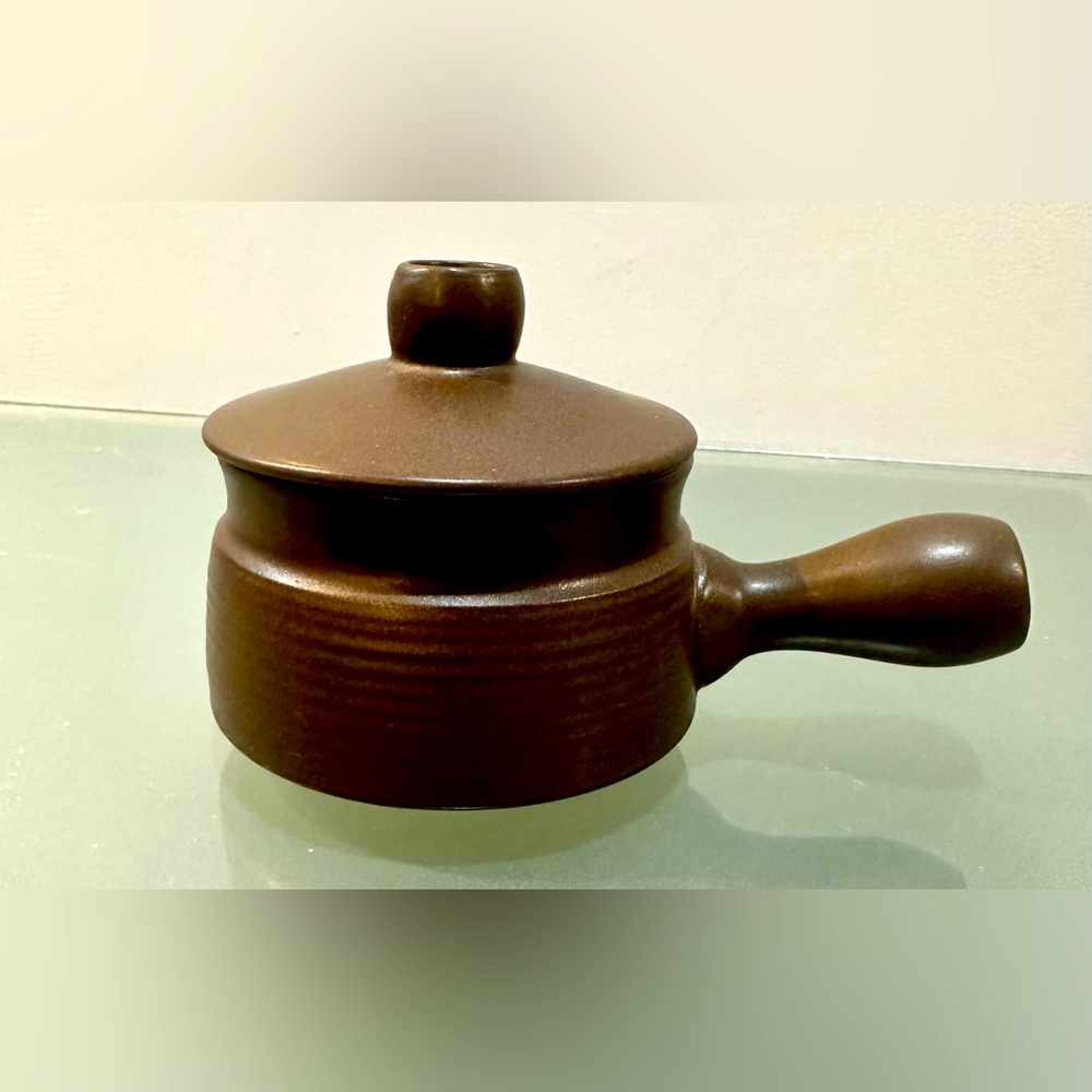 Denby Langley Mayflower Brown Individual Casserole and Lid, Stamped, set of 4!